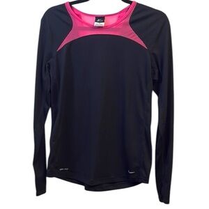 Nike Black and Pink Long Sleeve Tee Medium